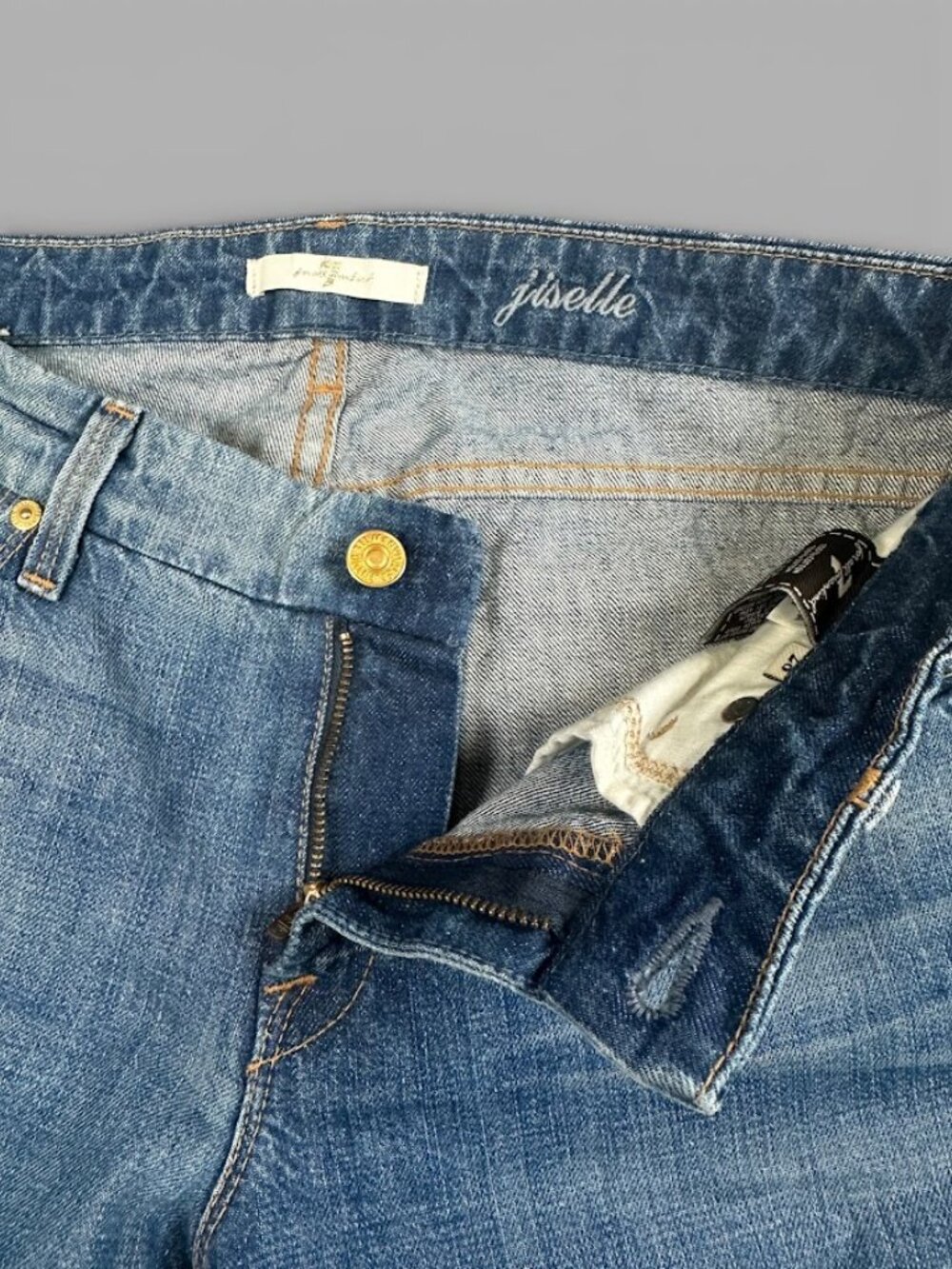 7 For All Mankind Jiselle Phenomena Distressed Flare Jeans 28 Blue Denim - Picture 9 of 11